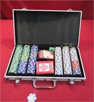Poker Chips & Cards in Metal Storage Case