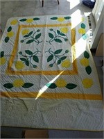 Vintage hand-sewn quilt, applique depicting