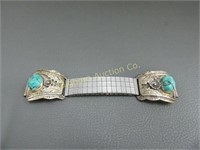 Stretch Watch Band w/ Silver & Turquoise