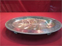Silver Plate Footed Meat Serving Tray