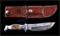 R.H. Ruana Skinner Knife & Leather Scabbard