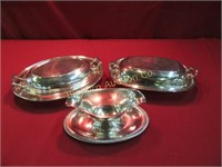 Vintage Silver Plate Covered Serving Plates,