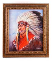 Original Native American Indian Oil Painting