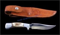 Ruana "M" Stamp Hunter Knife & Leather Scabbard