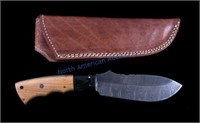 CFK Damascus Olive Wood Custom Knife & Scabbard