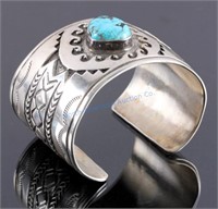 Christopher Hoskie Navajo Sterling Turquoise Cuff