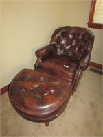 Leather Chair and Foot Stool