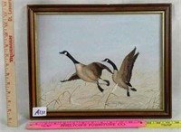 Oil on canvas of two Canada Geese