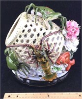 Ceramic Crab Covered Basket Decoration