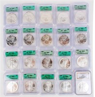 Coin Set of Certified Silver Eagles 1986 to 2005