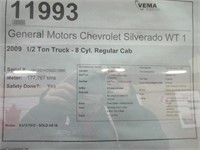 2009 CHEVROLET SILVERADO WT 1500, REGUL 1GCEC14C59