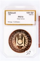 Coin Djibouti 1996 Silver 100 DJF Certified PR70