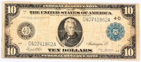 Coin 1913 $10 Federal Reserve Note Blue Seal