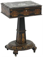 Black Lacquer & Mother of Pearl Sewing Stand