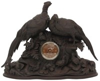Black Forest Carved Pheasant Mantle Clock