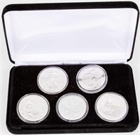 Coin 5 Piece World Silver Set Boxed