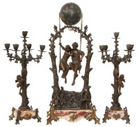 3 Pc. French Mystery Swinger Clock Set