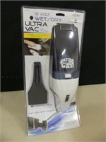 ULTRA VAC 12 VOLT WET/DRY HANDHELD VAC.