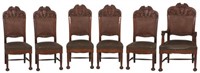 6 Lion Carved Oak Dining Chairs