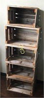 5pc Wood Stacking Crates, (4) 20"x12" (1) 16"x10"