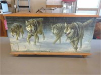 Wood Box w/Wolf Painting & Horse Painting