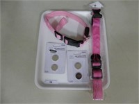 TWO PINK LED LIGHT PET SAFETY COLLARS W/BATTERIES