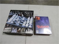 2 Games, Glass Chess & Backgammon Set & Taboo