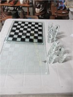 2 Glass Chess Boards with Shot Glasses