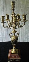 CANDELABRA ORNATE SOLID BRASS SIX CANDLE
