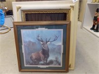 Large Antique Frame & Framed Elk Art