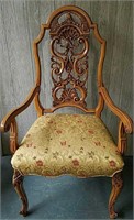 EIGHT ORNATE WOOD UPHOLSTERED DINNING CHAIRS
