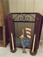 Fireplace Grates, Wooden Sconces & Rooster