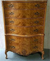 FRENCH PROVINCIAL SIX DRAWER TALL CHEST DRESSER