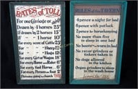 Antique Tolls & Hotel Rates Sign Postings Repro