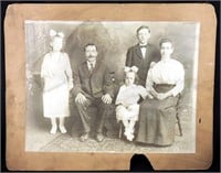 Antique Large B & W Family Photograph Picture
