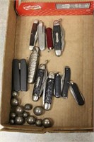 (11) Vintage Jack Knives and Steel Marbles