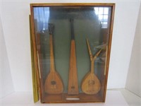 Dove Tail Shadow Box with wooden instruments
