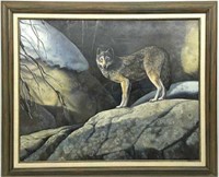 Framed Ed Totten Wolf Painting
