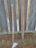Two vintage crosscut saw blades
