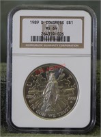 1989 D Congress Dollar NGC MS 69