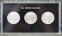 Set of 3 Peace Silver Dollars GEM 1926, 1927 1934