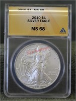 2010 American Silver Eagle Dollar MS 68 ANACS
