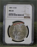 1881-S MS64 NGC Morgan Silver Dollar