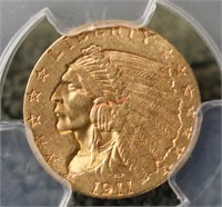 Gold 1911 Indian $2.50 Coin