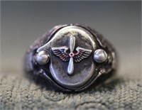 WWII Sterling Silver Army Air Force Pilot's Ring