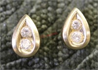 14K Diamond Tear Drop Stud Earrings