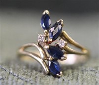 14KP Gold Plumb Sapphire & Diamond Ring