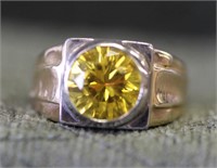 14k Gold Men's 5KT Yellow Sapphire Ring