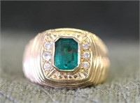 18K Gold Men's Columbian Emerald Ring