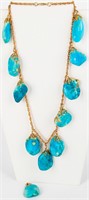 Jewelry Necklace with 11 Large Turquoise Stones